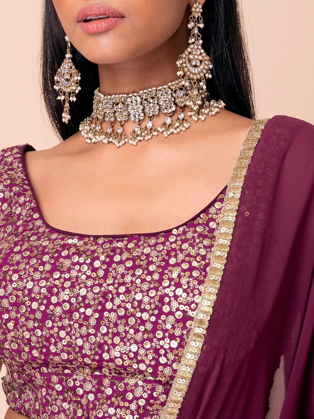 WINE LEHENGA CHOLI