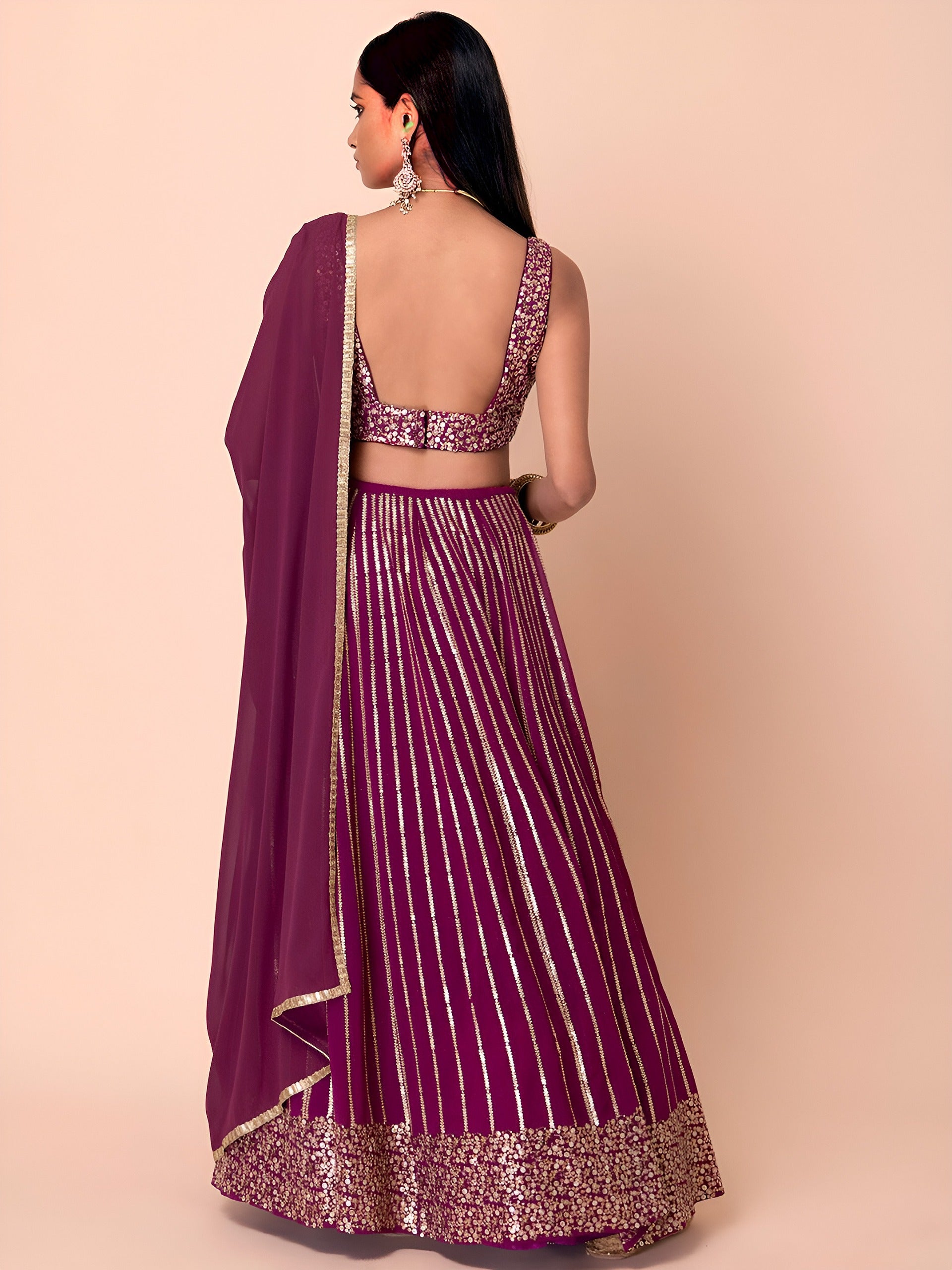 WINE LEHENGA CHOLI