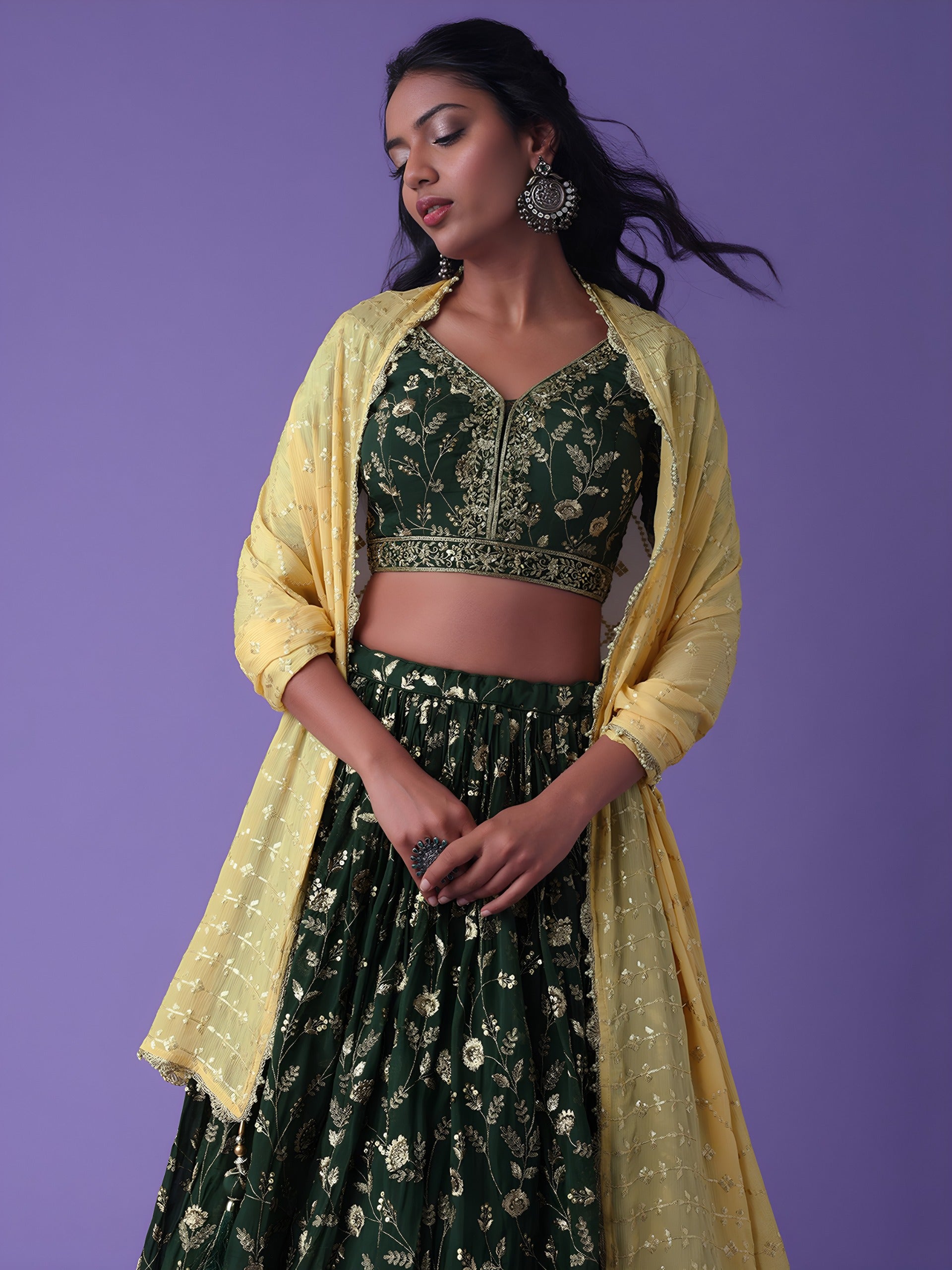 FOREST GREEN LEHENGA CHOLI