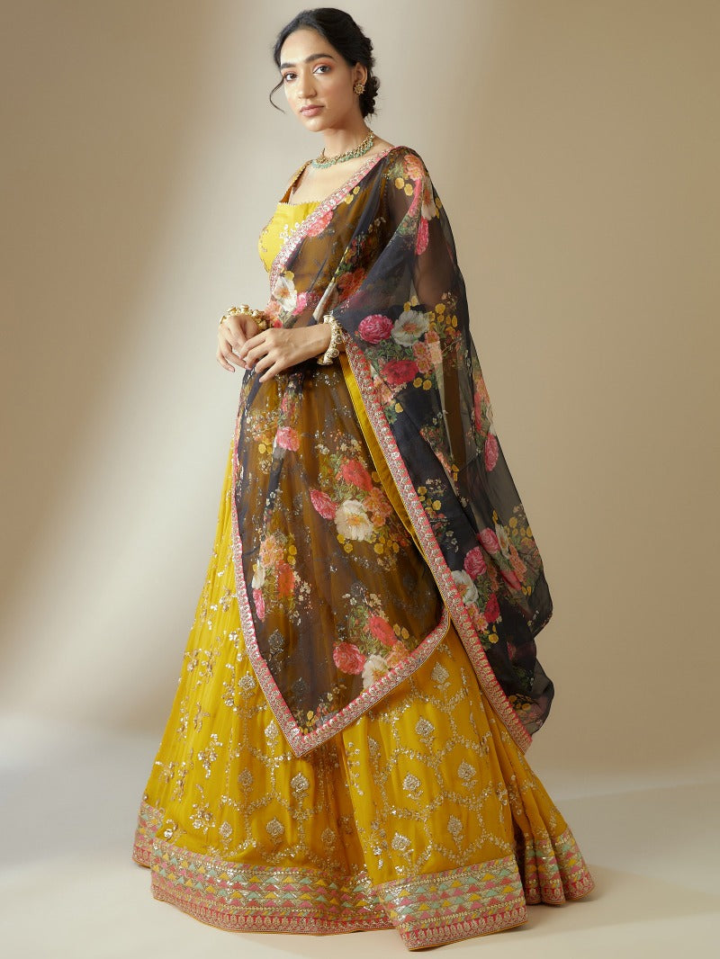 HONEY YELLOW LEHENGA CHOLI