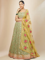 PISTA GREEN LEHENGA CHOLI