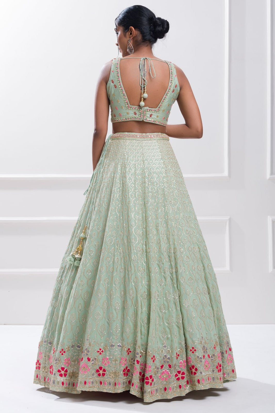 PISTA GREEN LEHENGA CHOLI