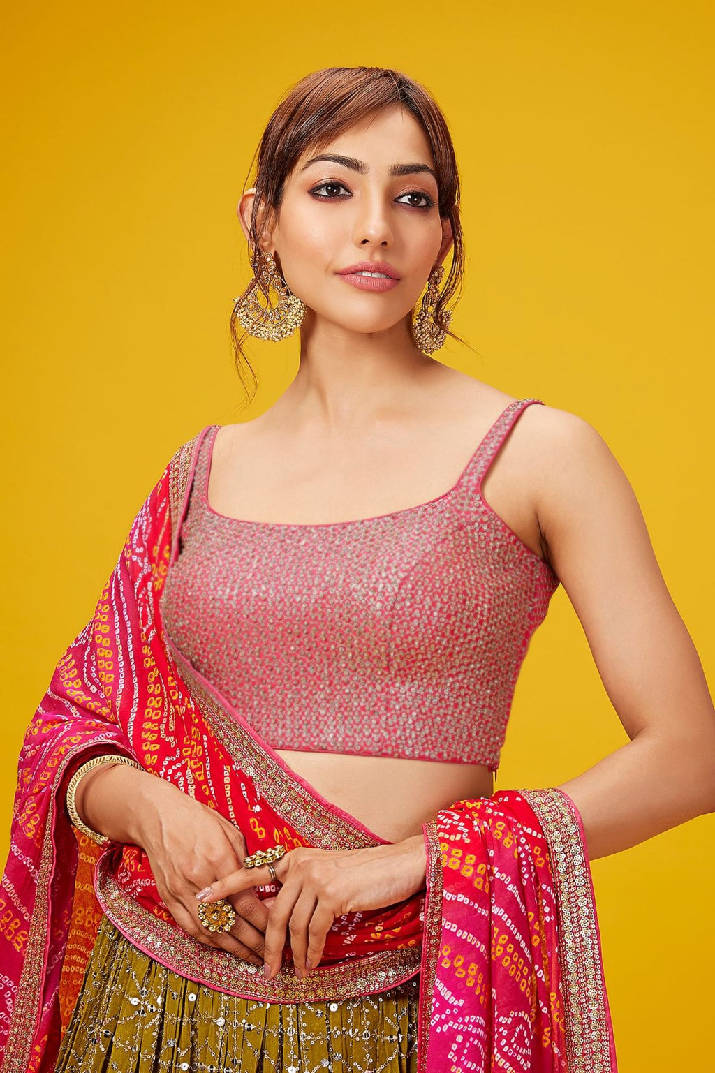 OLIVE LEHENGA CHOLI