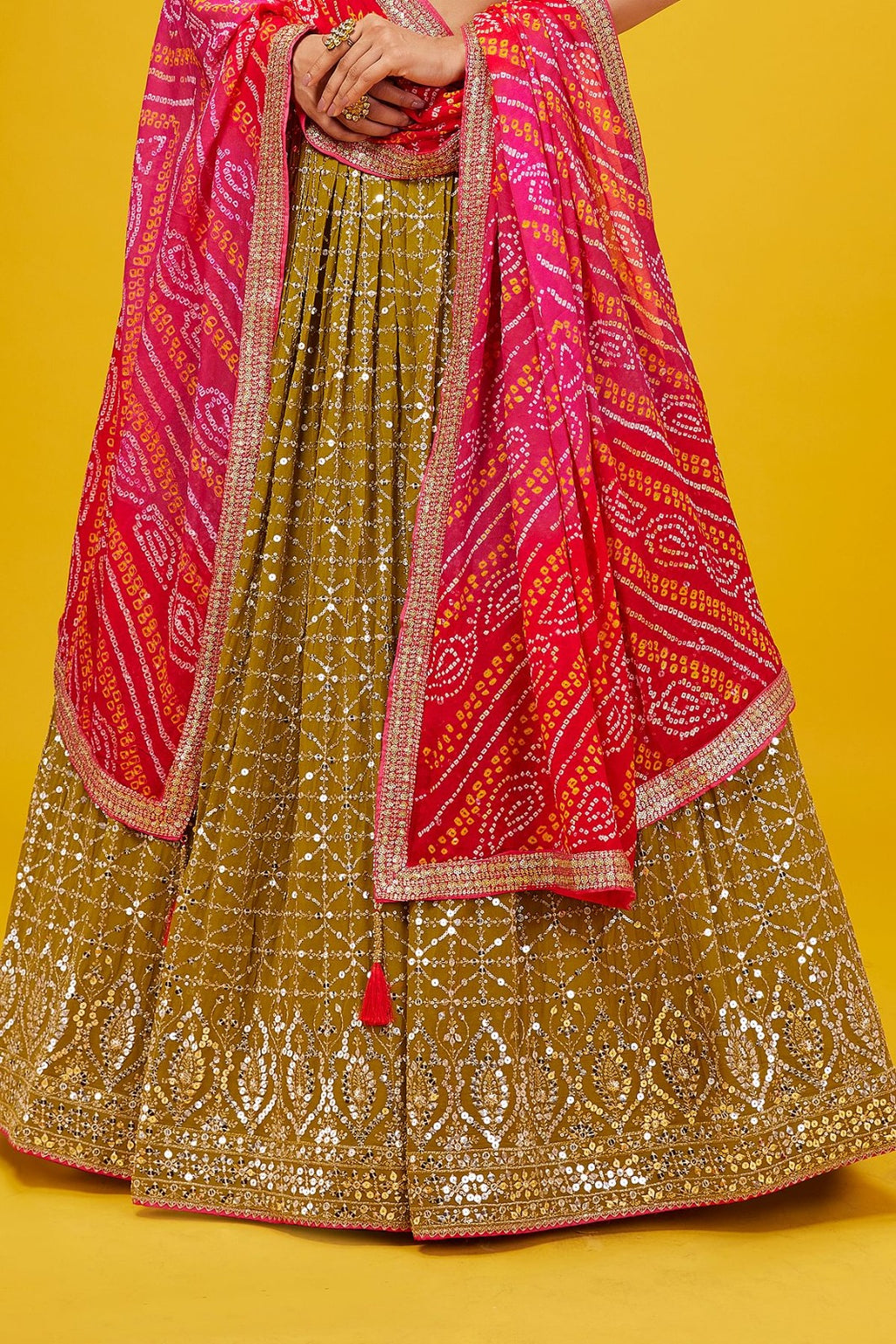 OLIVE LEHENGA CHOLI