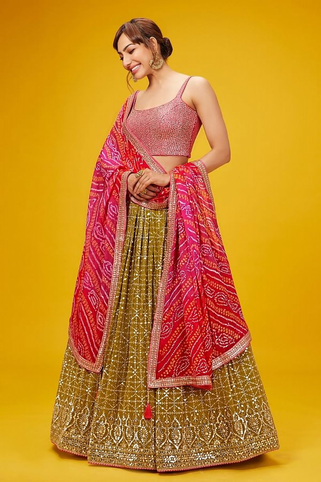 OLIVE LEHENGA CHOLI