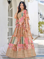 MULICOLOUR EMBROIDERED SILK LEHENGA CHOLI