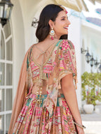 MULICOLOUR EMBROIDERED SILK LEHENGA CHOLI