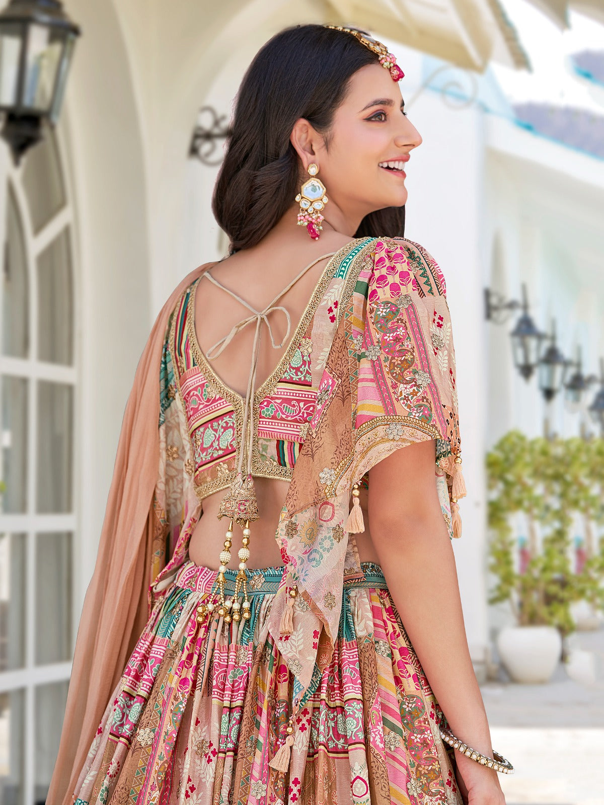 MULICOLOUR EMBROIDERED SILK LEHENGA CHOLI