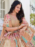 MULICOLOUR EMBROIDERED SILK LEHENGA CHOLI