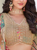 MULICOLOUR EMBROIDERED SILK LEHENGA CHOLI