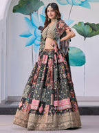MULICOLOUR EMBROIDERED SILK LEHENGA CHOLI