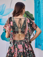 MULICOLOUR EMBROIDERED SILK LEHENGA CHOLI