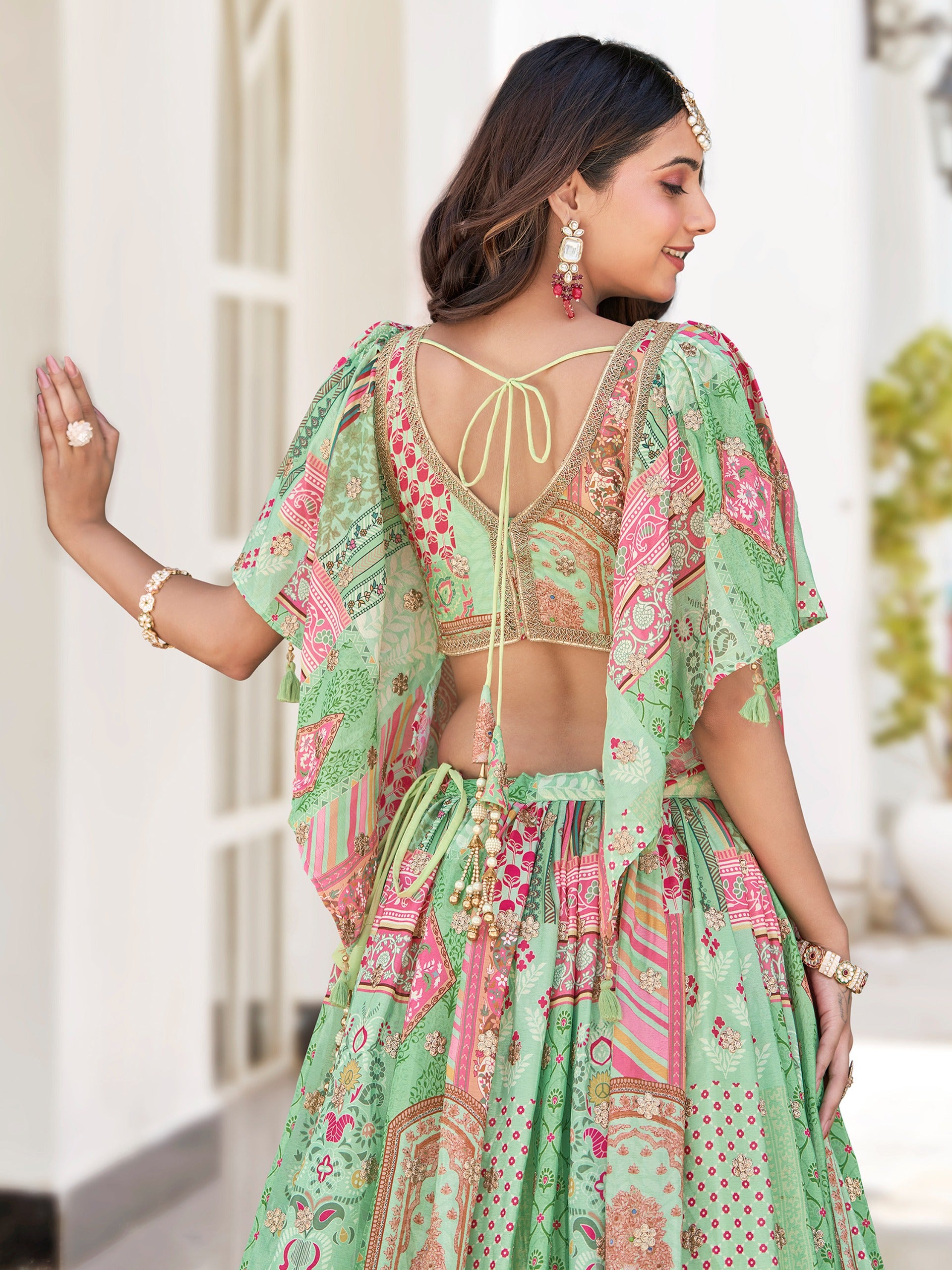 PASTEL GREEN EMBROIDERED LEHENGA CHOLI