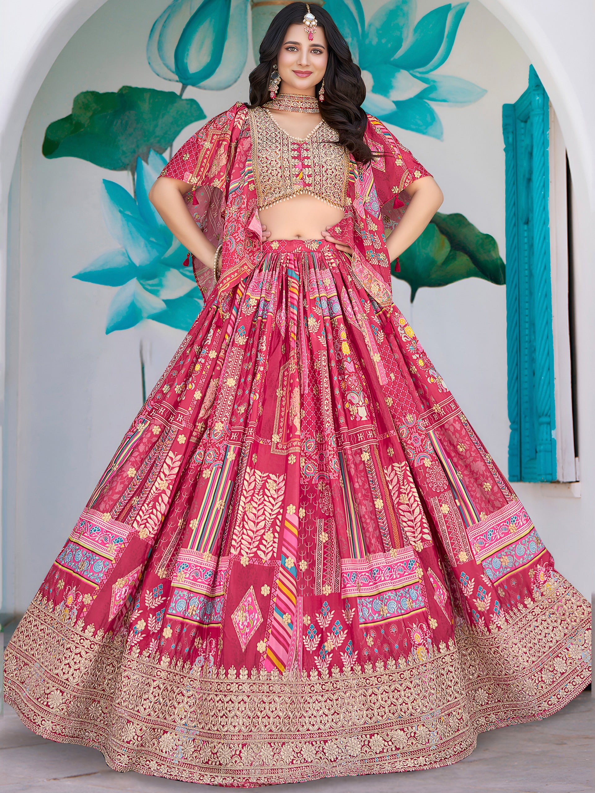 LOTUS PINK SILK LEHENGA CHOLI