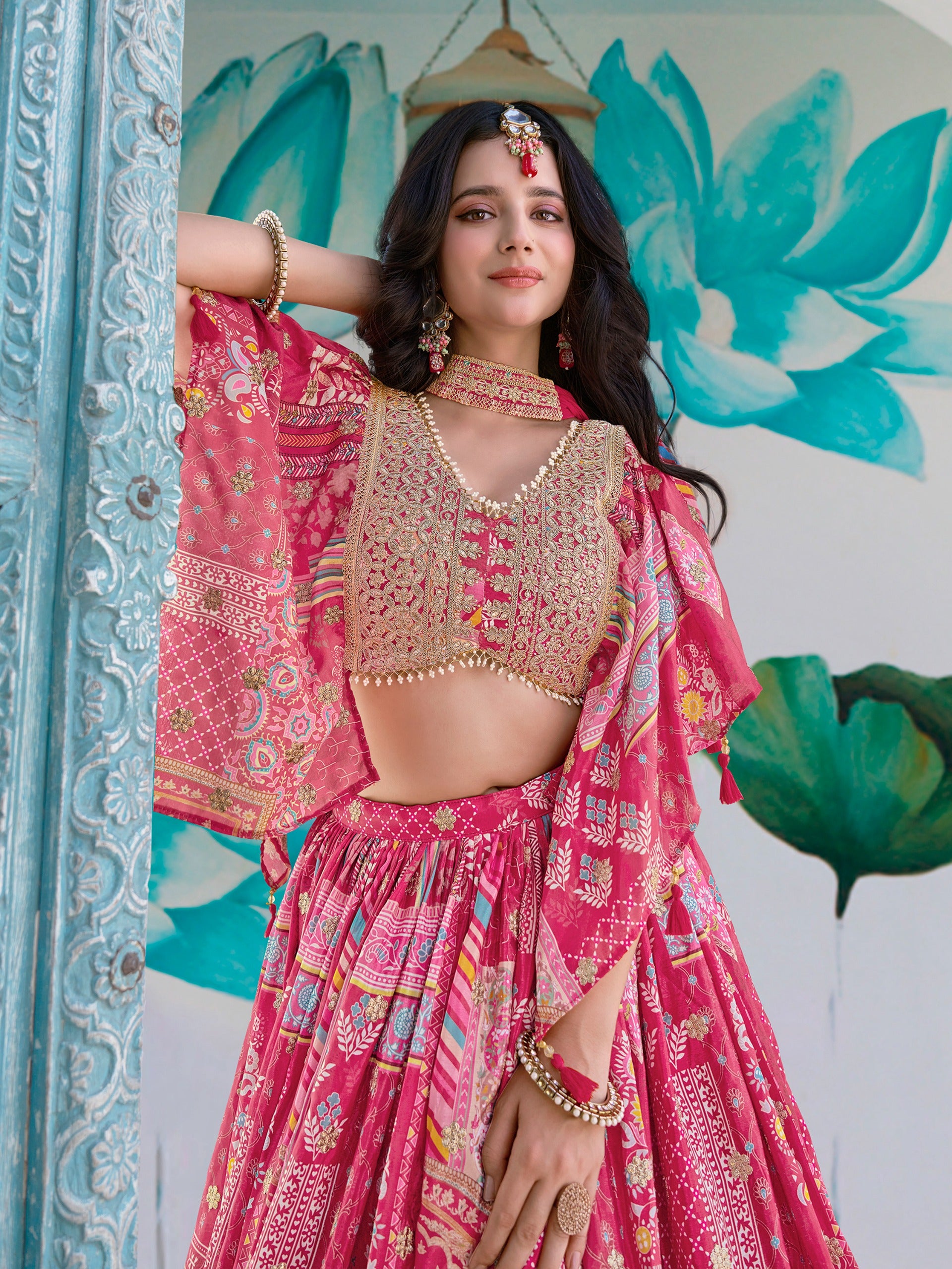 LOTUS PINK SILK LEHENGA CHOLI