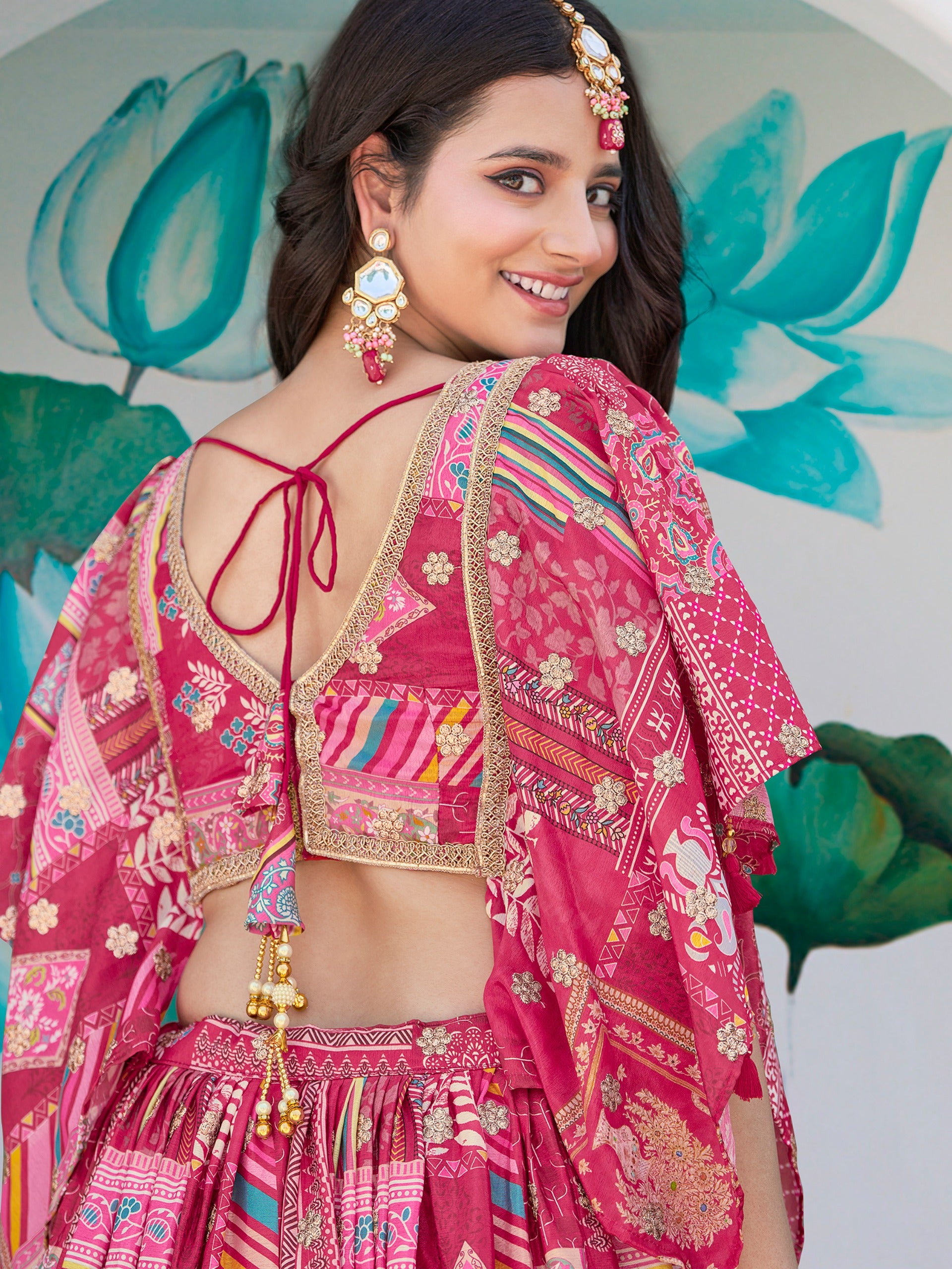 LOTUS PINK SILK LEHENGA CHOLI