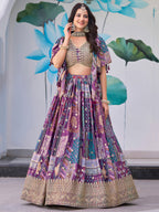 PURPLE EMBROIDERED SILK LEHENGA CHOLI