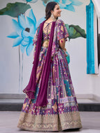 PURPLE EMBROIDERED SILK LEHENGA CHOLI