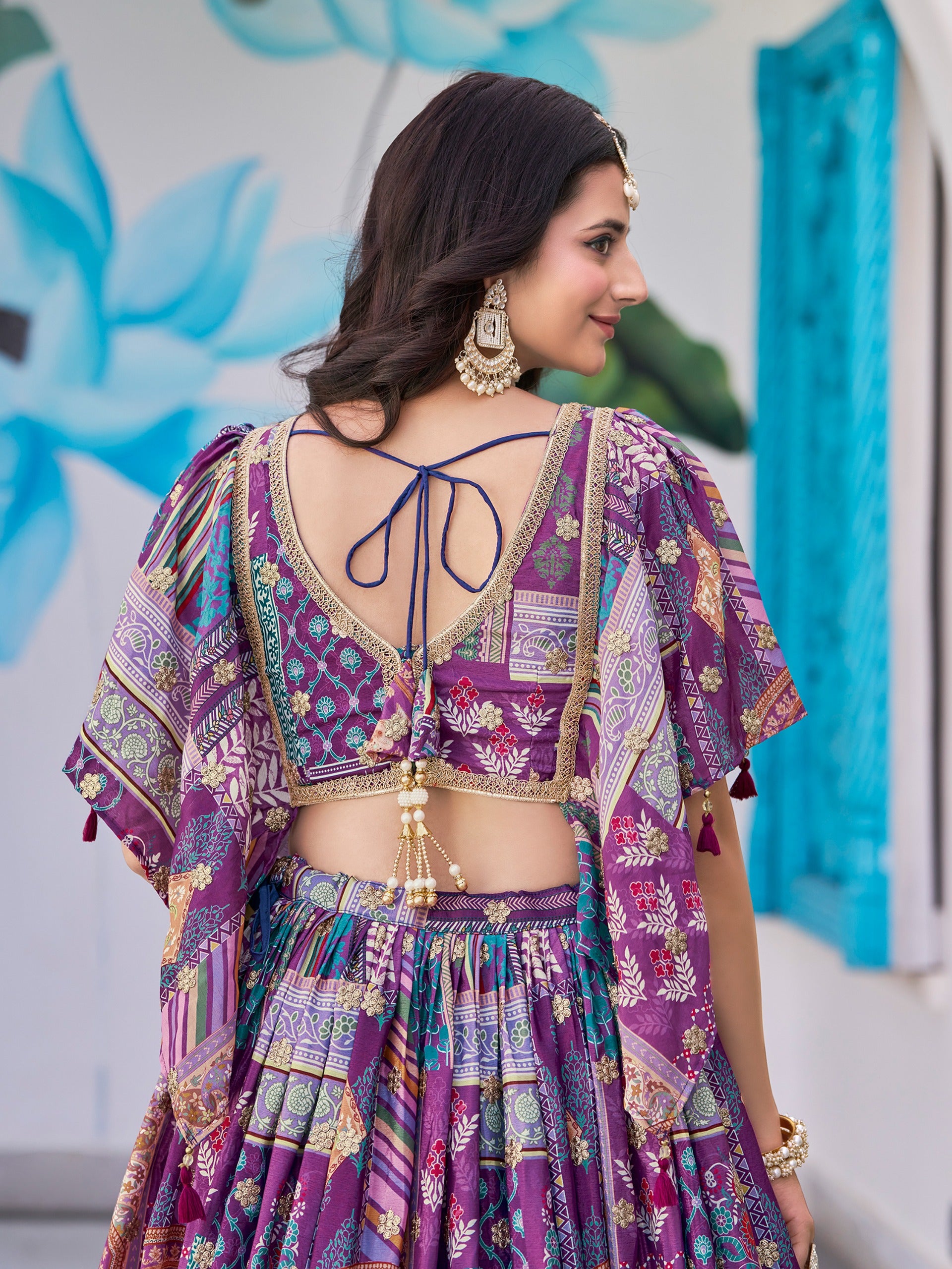 PURPLE EMBROIDERED SILK LEHENGA CHOLI