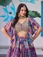 PURPLE EMBROIDERED SILK LEHENGA CHOLI