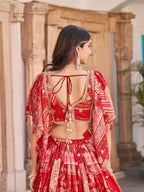 ROSE RED EMBROIDERED SILK LEHENGA CHOLI