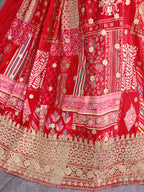 ROSE RED EMBROIDERED SILK LEHENGA CHOLI