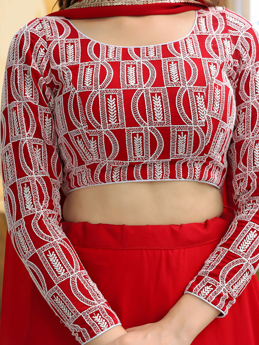 ELEGANT RED FESTIVE LEHENGA CHOLI