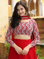 ELEGANT RED FESTIVE LEHENGA CHOLI