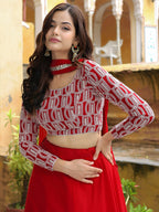 ELEGANT RED FESTIVE LEHENGA CHOLI