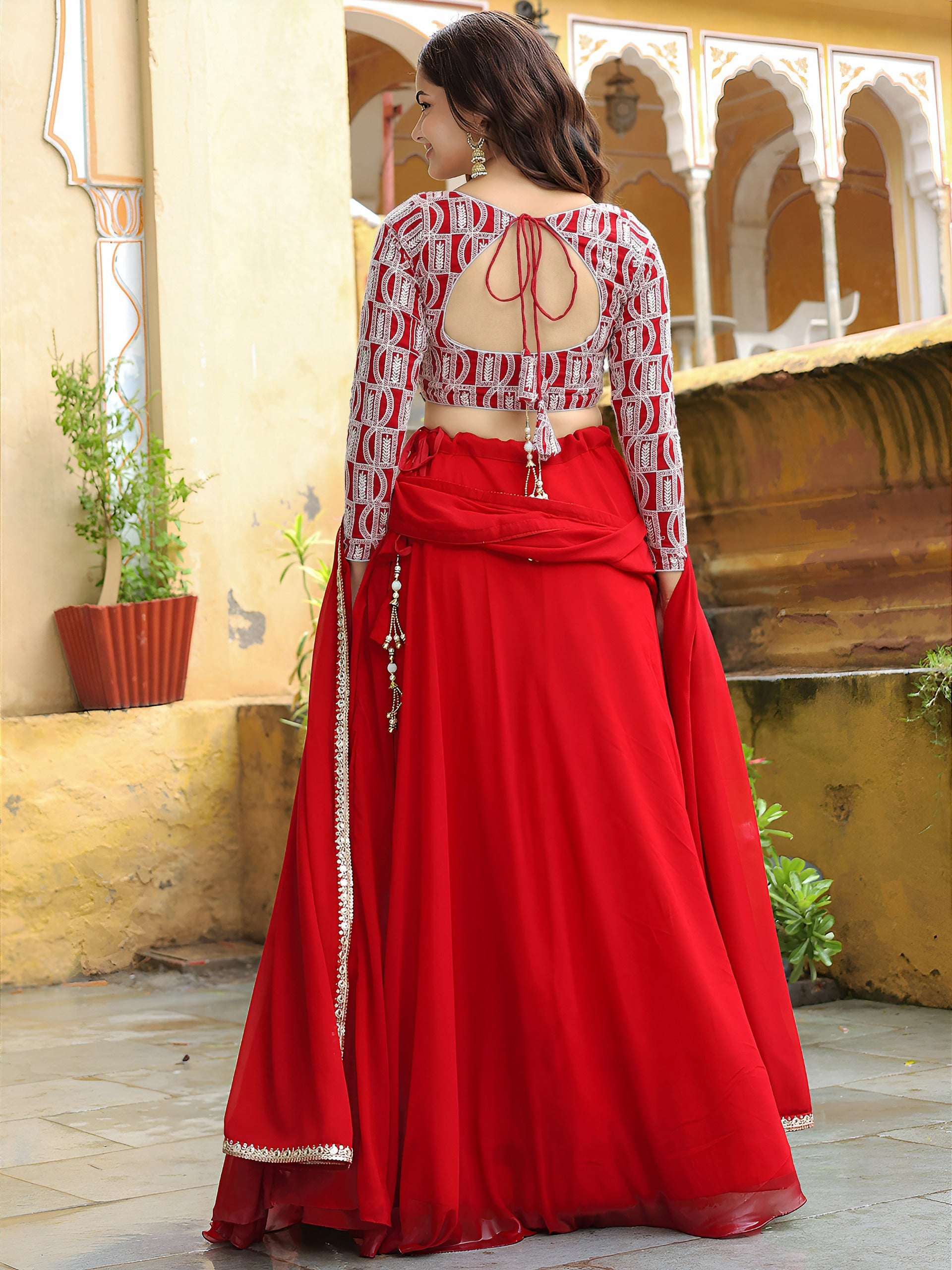ELEGANT RED FESTIVE LEHENGA CHOLI