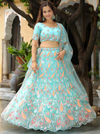 SKY BLUE EMBROIDERED LEHENGA CHOLI