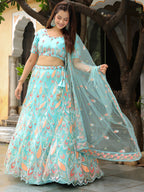 SKY BLUE EMBROIDERED LEHENGA CHOLI
