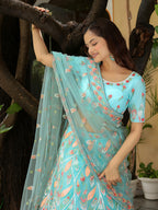 SKY BLUE EMBROIDERED LEHENGA CHOLI