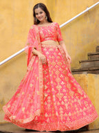 PEACH EMBROIDERED LEHENGA CHOLI