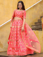 PEACH EMBROIDERED LEHENGA CHOLI