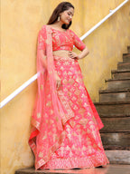 PEACH EMBROIDERED LEHENGA CHOLI