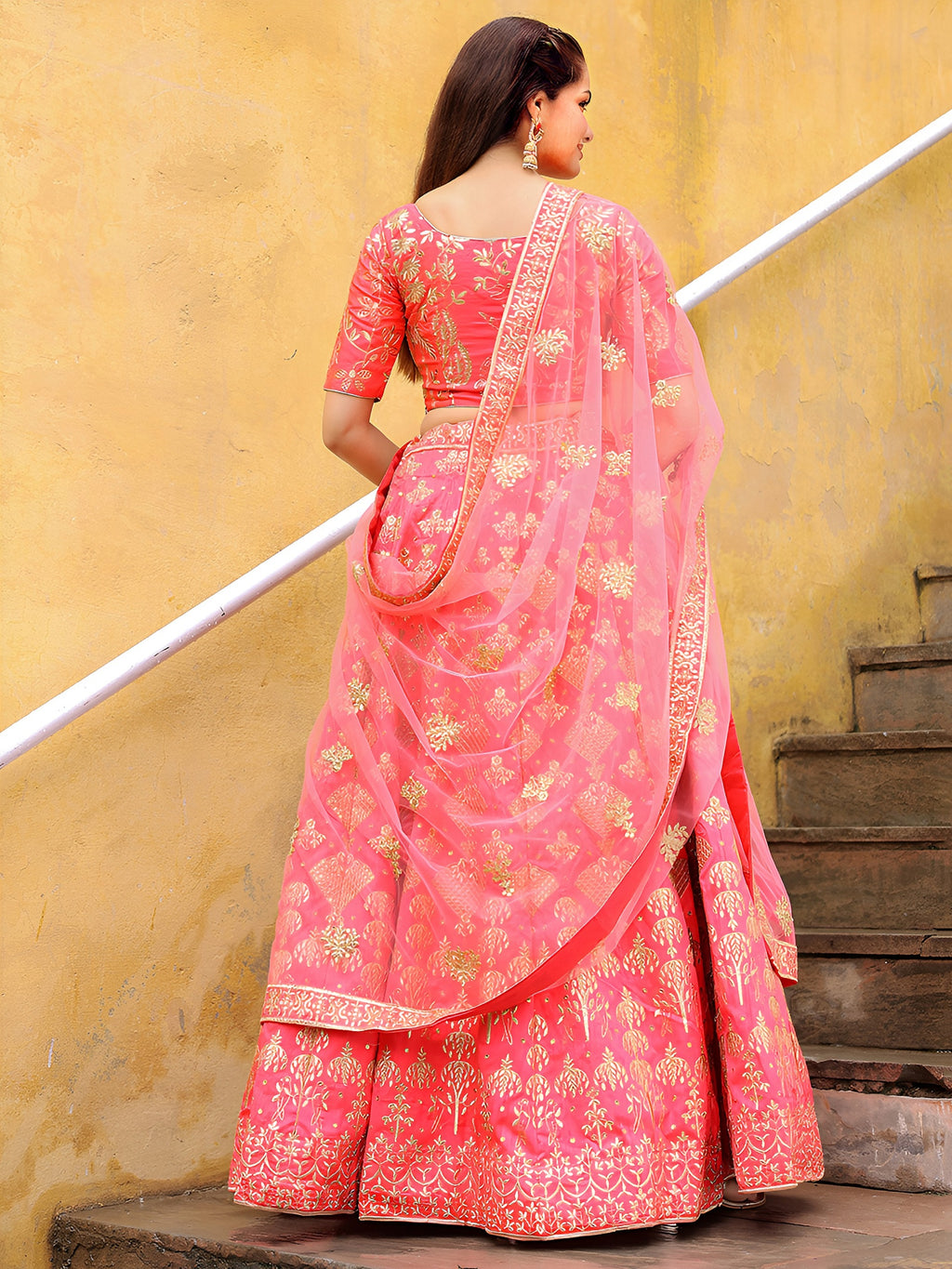 PEACH EMBROIDERED LEHENGA CHOLI