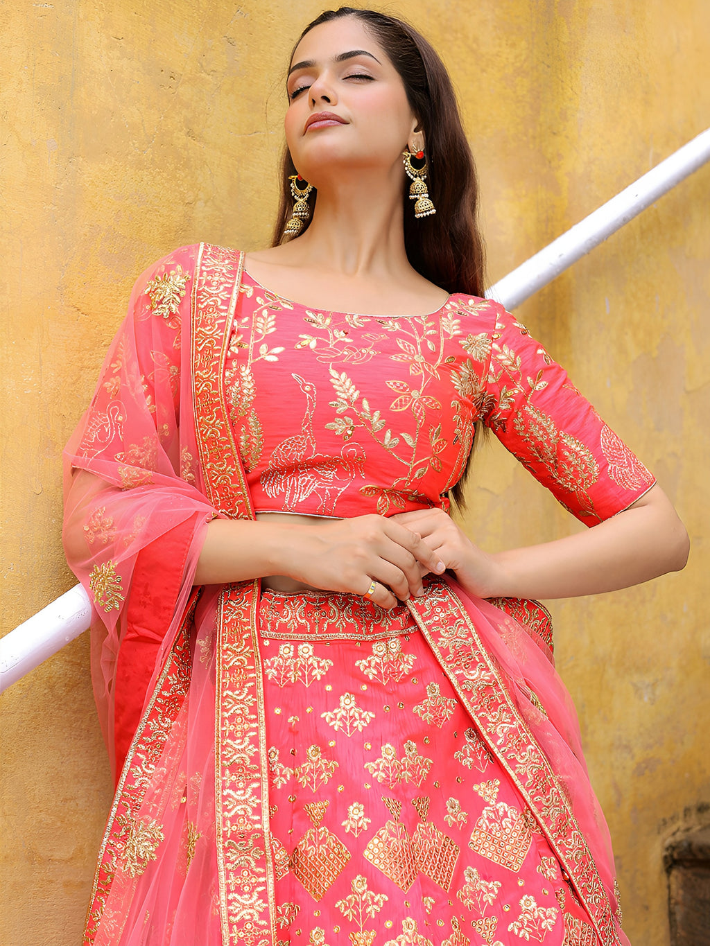 PEACH EMBROIDERED LEHENGA CHOLI
