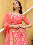 PEACH EMBROIDERED LEHENGA CHOLI