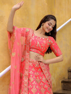 PEACH EMBROIDERED LEHENGA CHOLI