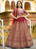 MAROON EMBROIDERED LEHENGA CHOLI