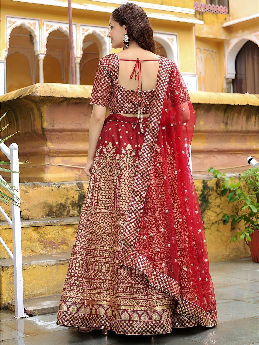 MAROON EMBROIDERED LEHENGA CHOLI