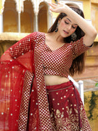 MAROON EMBROIDERED LEHENGA CHOLI