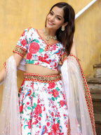 WHITE FLORAL LEHENGA CHOLI