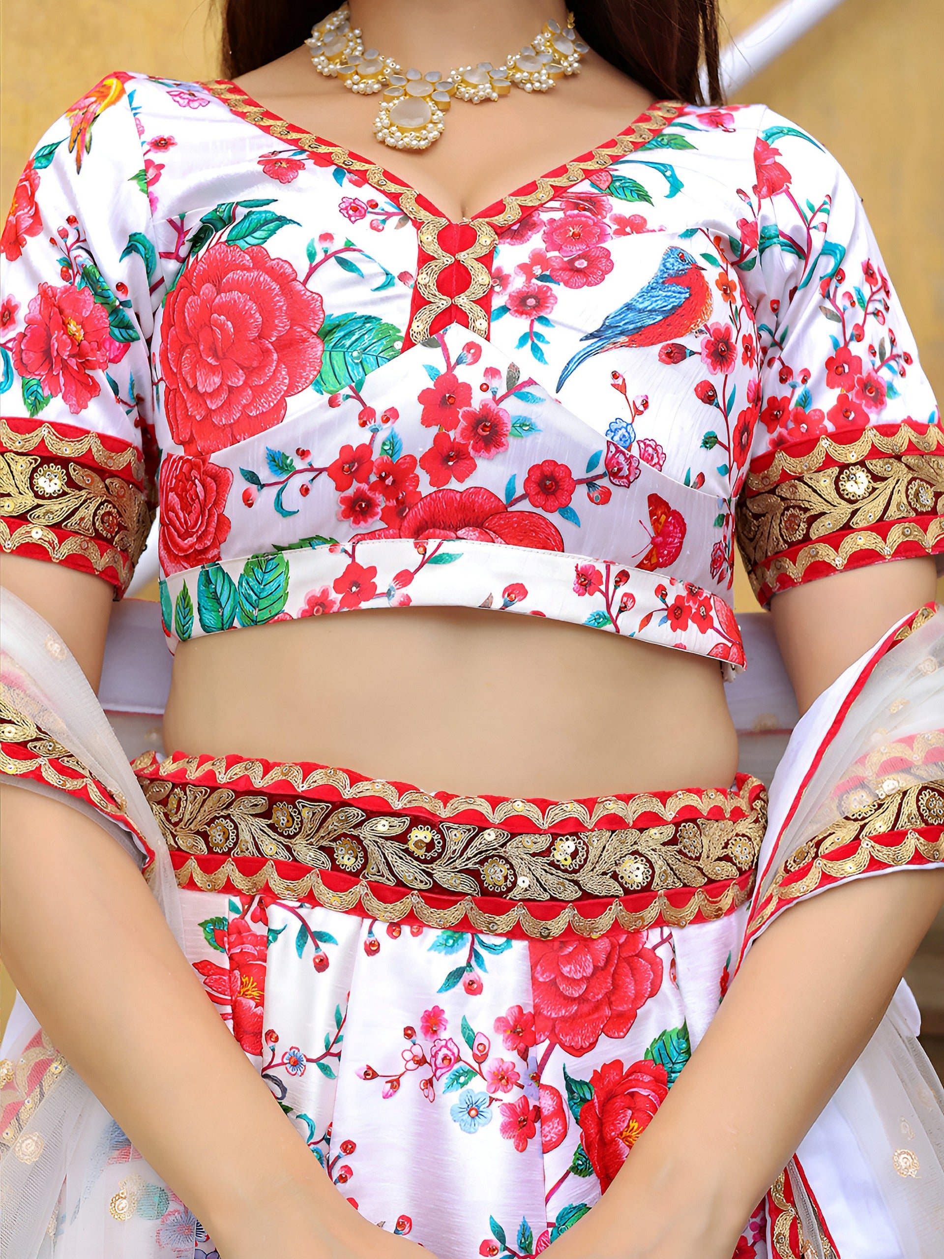 WHITE FLORAL LEHENGA CHOLI