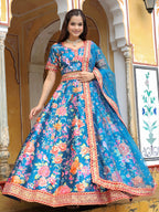 BLUE FLORAL LEHENGA CHOLI