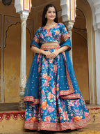 BLUE FLORAL LEHENGA CHOLI