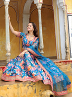 BLUE FLORAL LEHENGA CHOLI