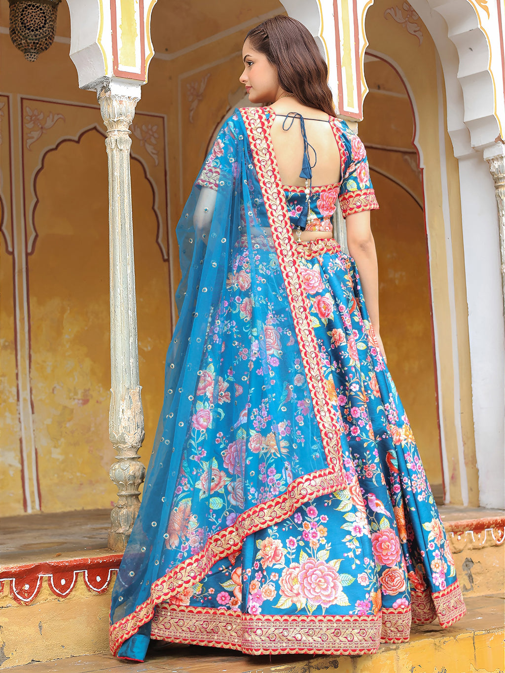 BLUE FLORAL LEHENGA CHOLI