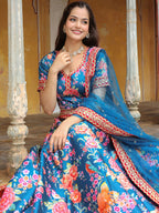 BLUE FLORAL LEHENGA CHOLI